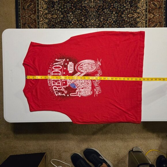 Men’s Red Freedom Rider Muscle Tank 1776 Patriotic Motorcycle Graphic - Picture 6 of 11